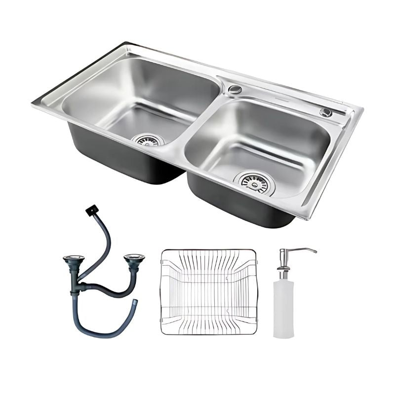 Cuba Dupla para Cozinha Gourmet Aço Inox C/Acessórios 78x43 4
