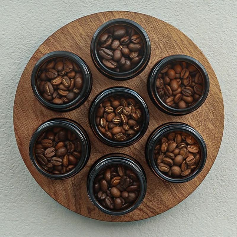 Kit Pote Hermético Vidro + Suporte De Madeira Maciça - Coffe 3