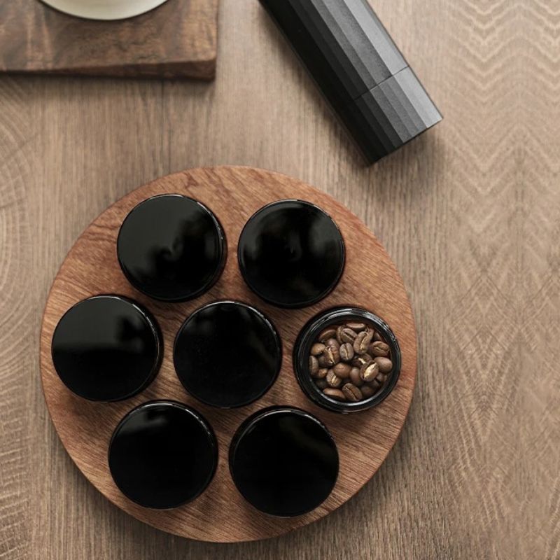 Kit Pote Hermético Vidro + Suporte De Madeira Maciça - Coffe