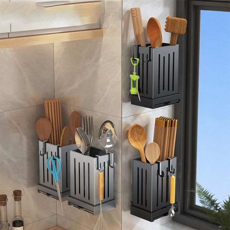 Suporte para Talheres De Parede Com Bandeja De Gotejamento 6