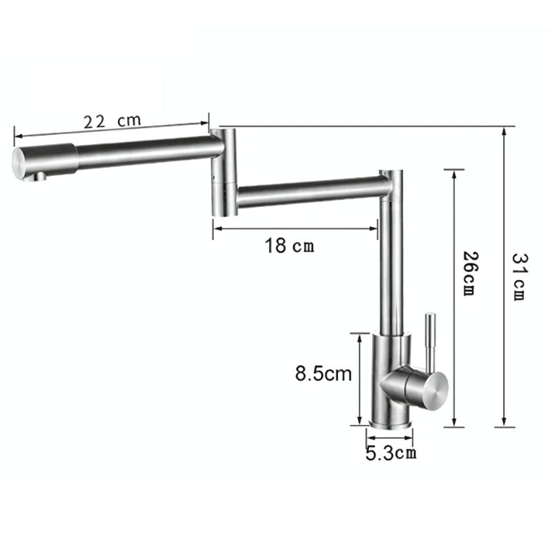 Torneira de Cozinha Flexível Articulável Monocomando 304 Inox 7