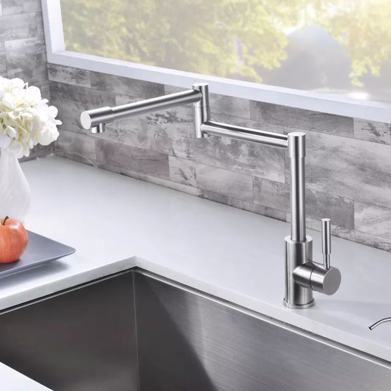Torneira de Cozinha Flexível Articulável Monocomando 304 Inox